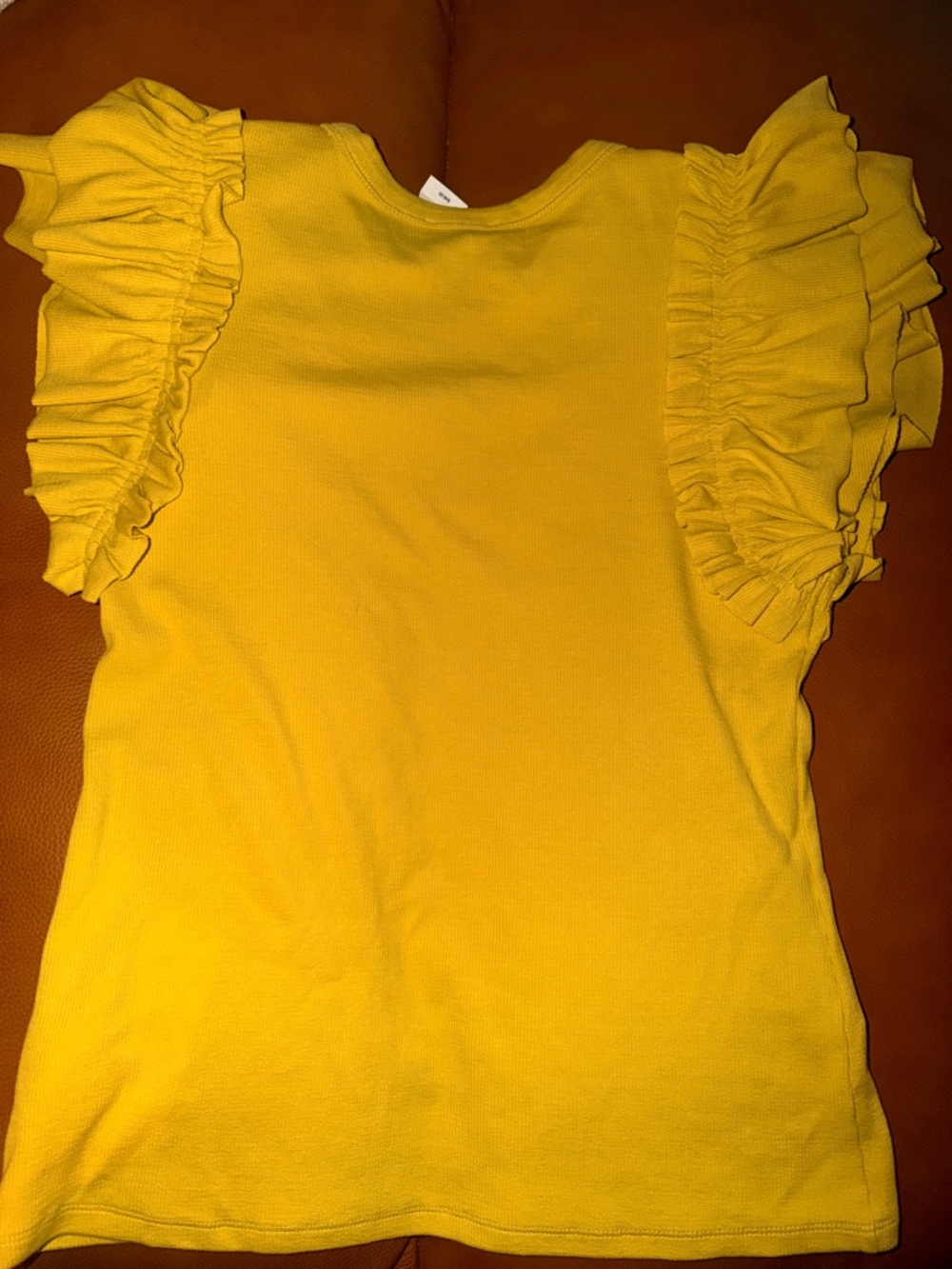 Express Yellow Ruffle Short Sleeve Tee - Picture 3 of 3